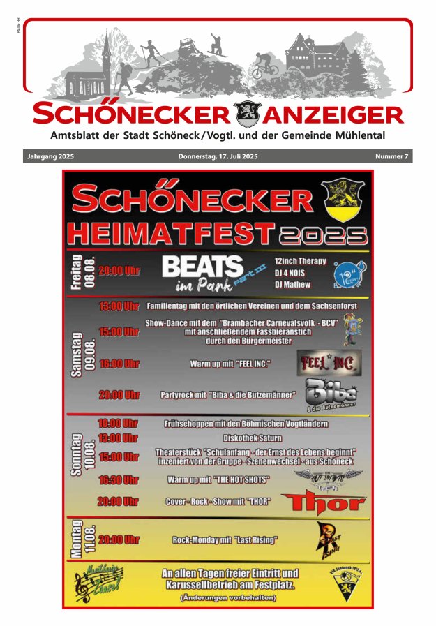 Schönecker Anzeiger Titelblatt 07/2025