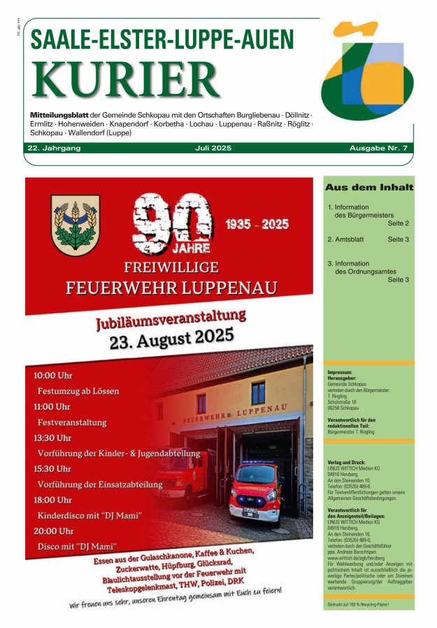 Saale-Elster-Luppe-Auen-Kurier Titelblatt 07/2025