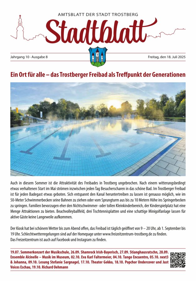 Stadtblatt Trostberg an der Alz Titelblatt 08/2025