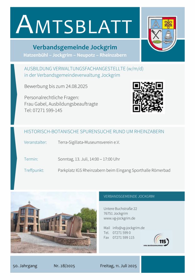 Amtsblatt VG Jockgrim Titelblatt 28/2025