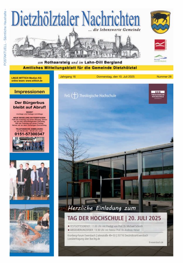 Dietzhölztaler Nachrichten Titelblatt 28/2025