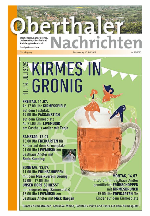 Oberthaler Nachrichten Titelblatt 28/2025