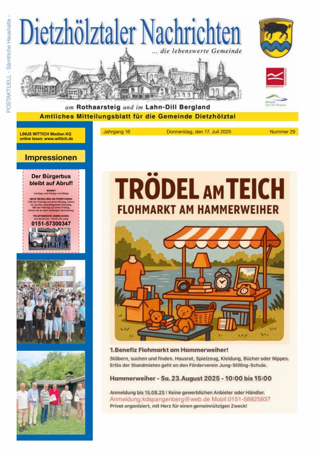 Dietzhölztaler Nachrichten Titelblatt 29/2025