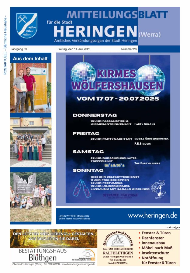 Mitteilungsblatt Heringen Titelblatt 28/2025