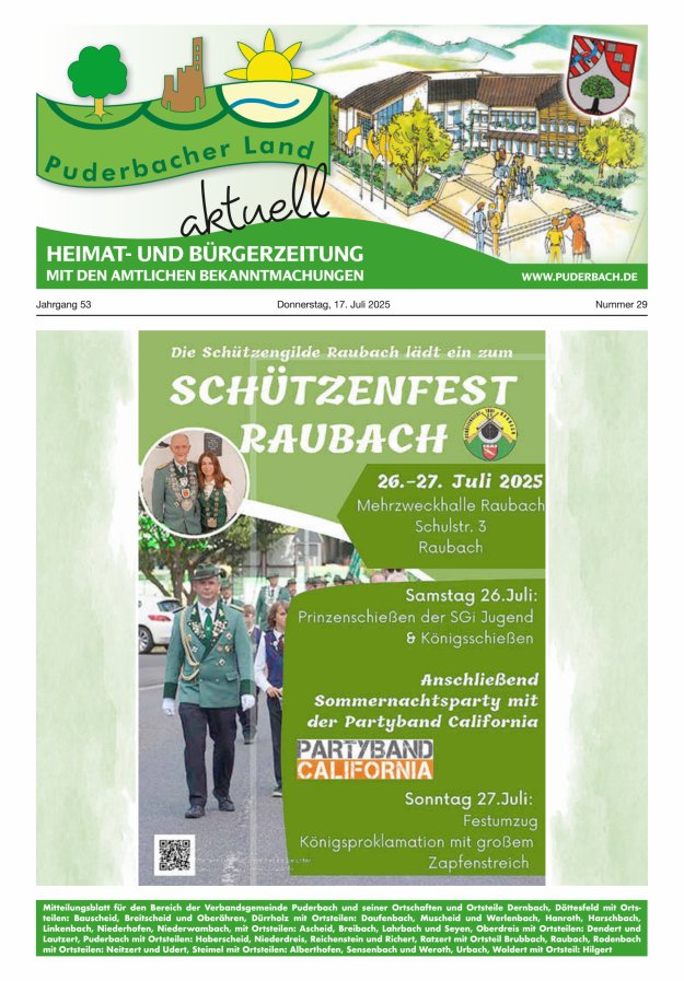 Puderbacher Land aktuell Titelblatt 29/2025