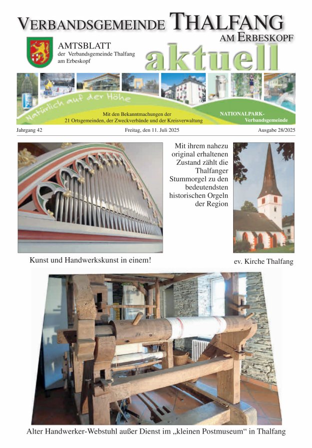Thalfang aktuell - Amtsblatt VG Thalfang Titelblatt 28/2025