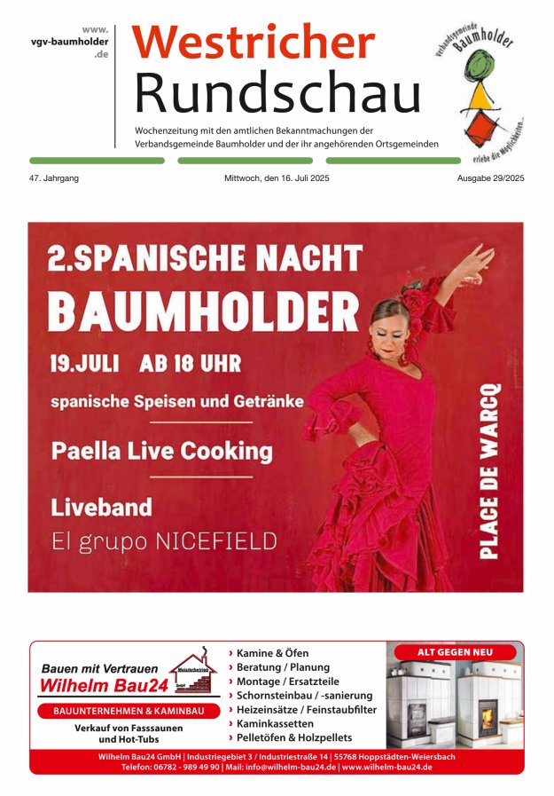 Westricher Rundschau VG Baumholder Titelblatt 29/2025
