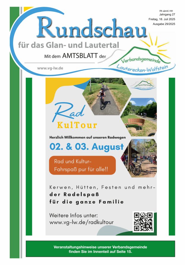 Rundschau für das Glan- und Lautertal Titelblatt 29/2025