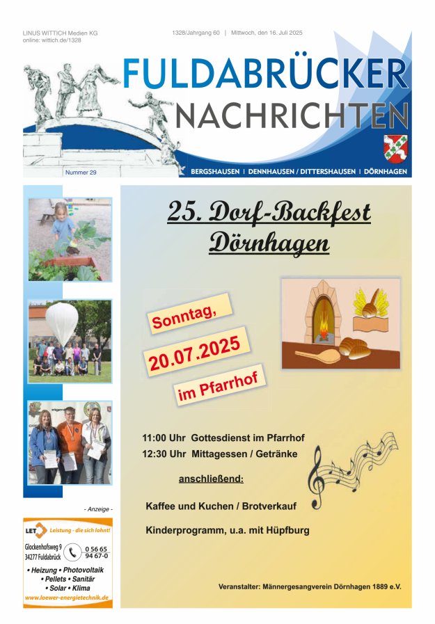 Fuldabrücker Nachrichten Titelblatt 29/2025
