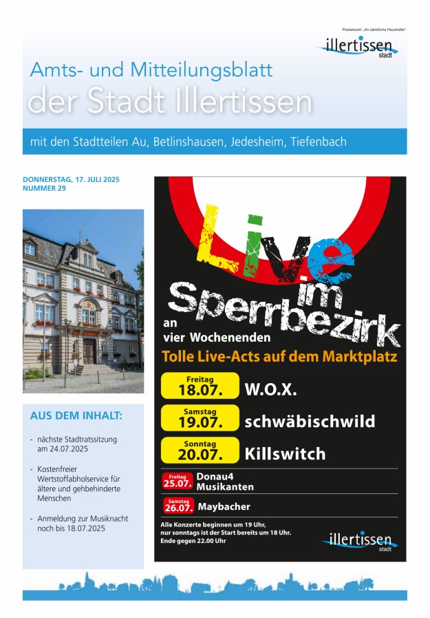 Amts- und Mitteilungsblatt Stadt Illertissen Titelblatt 29/2025