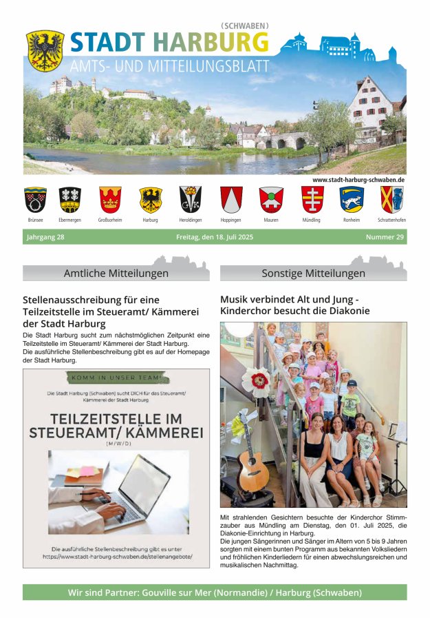 Amts- und Mitteilungsblatt der Stadt Harburg Titelblatt 29/2025