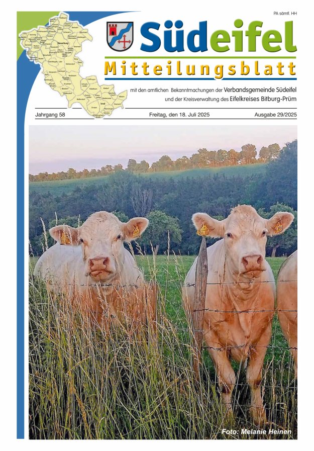 Mitteilungsblatt Südeifel Titelblatt 29/2025