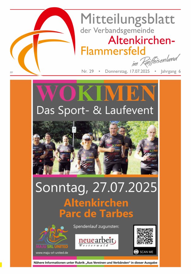 Mitteilungsblatt Verbandsgemeinde Altenkirchen-Flammersfeld Ausg Flammersfeld Titelblatt 29/2025