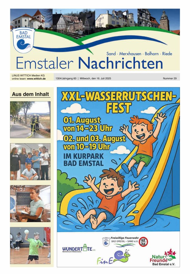 Emstaler Nachrichten Titelblatt 29/2025