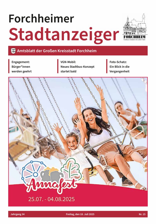 Forchheimer Stadtanzeiger Titelblatt 15/2025