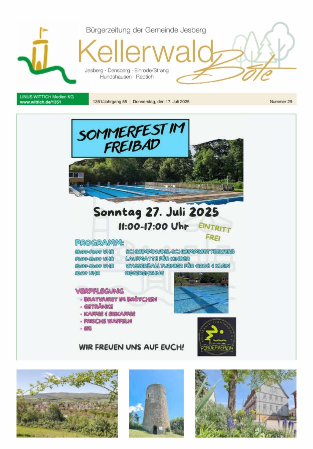 Kellerwaldbote - Bürgerzeitung der Gemeinde Jesberg Titelblatt 29/2025
