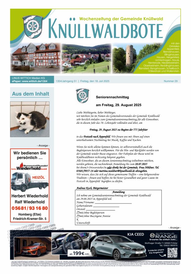 Knüllwaldbote Titelblatt 29/2025