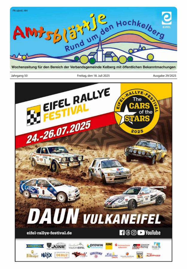 Amtsblättje - Rund um den Hochkelberg Titelblatt 29/2025