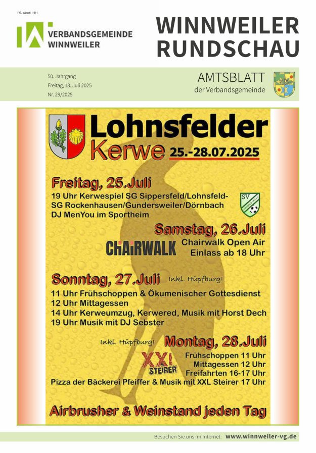Winnweiler Rundschau Titelblatt 29/2025