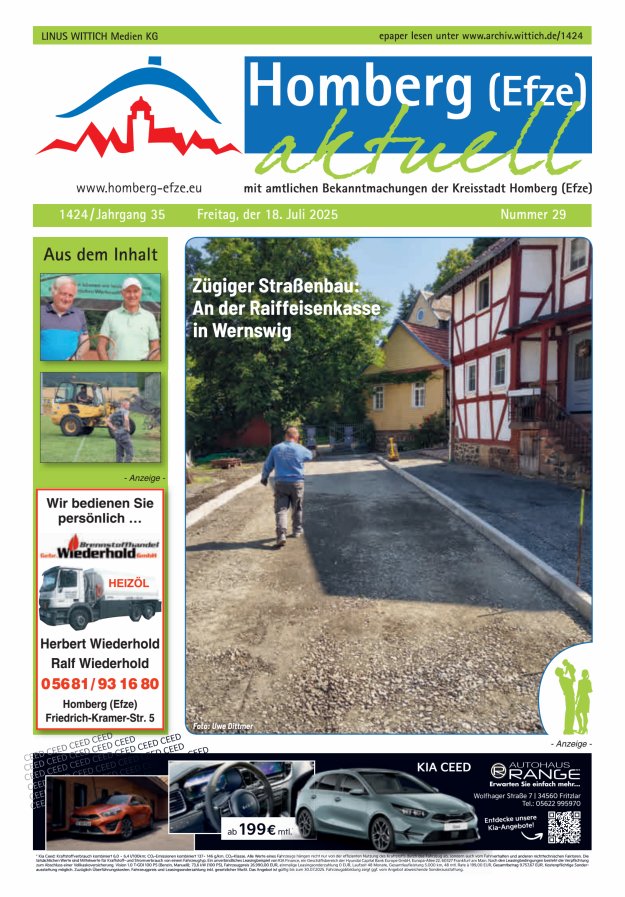 Homberg Efze aktuell Titelblatt 29/2025