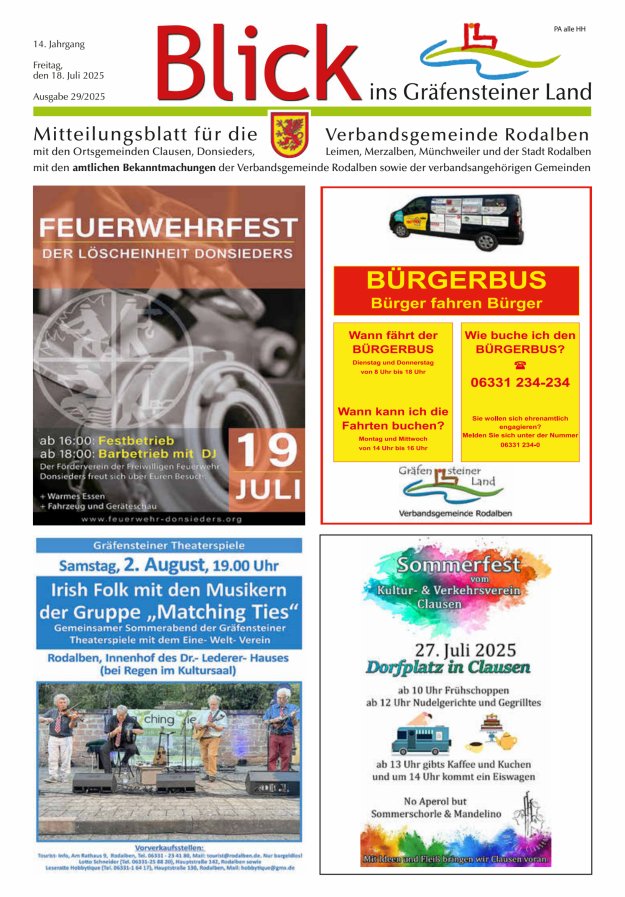 Blick ins Gräfensteiner Land VG Rodalben Titelblatt 29/2025