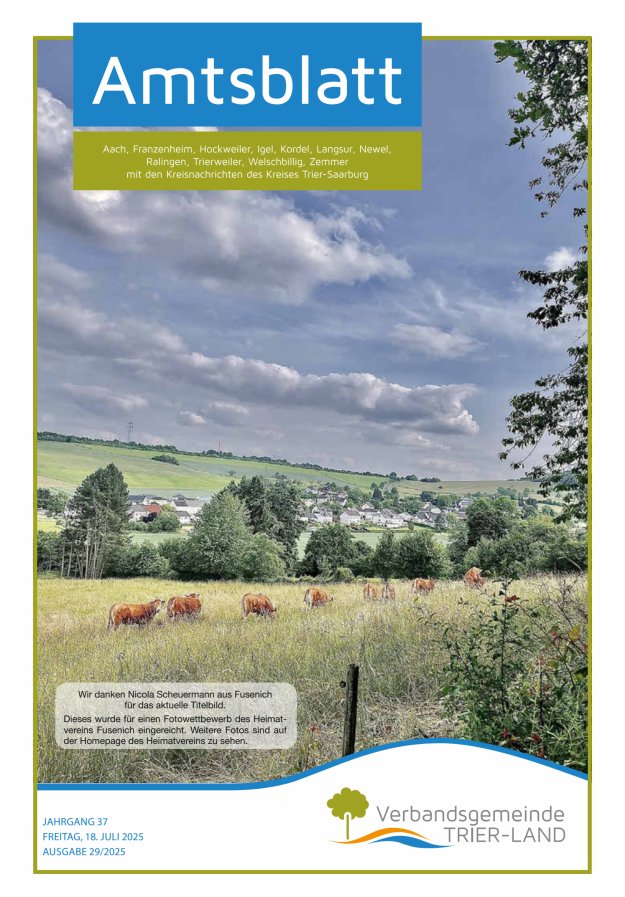 Amtsblatt VG Trier-Land Titelblatt 29/2025
