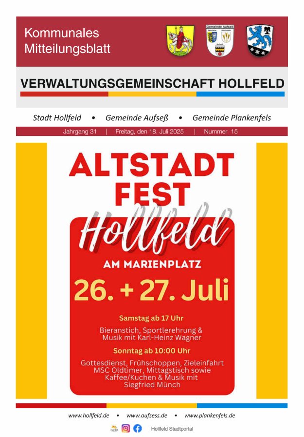 MB der Verwaltungsgemeinschaft Hollfeld  Titelblatt 15/2025