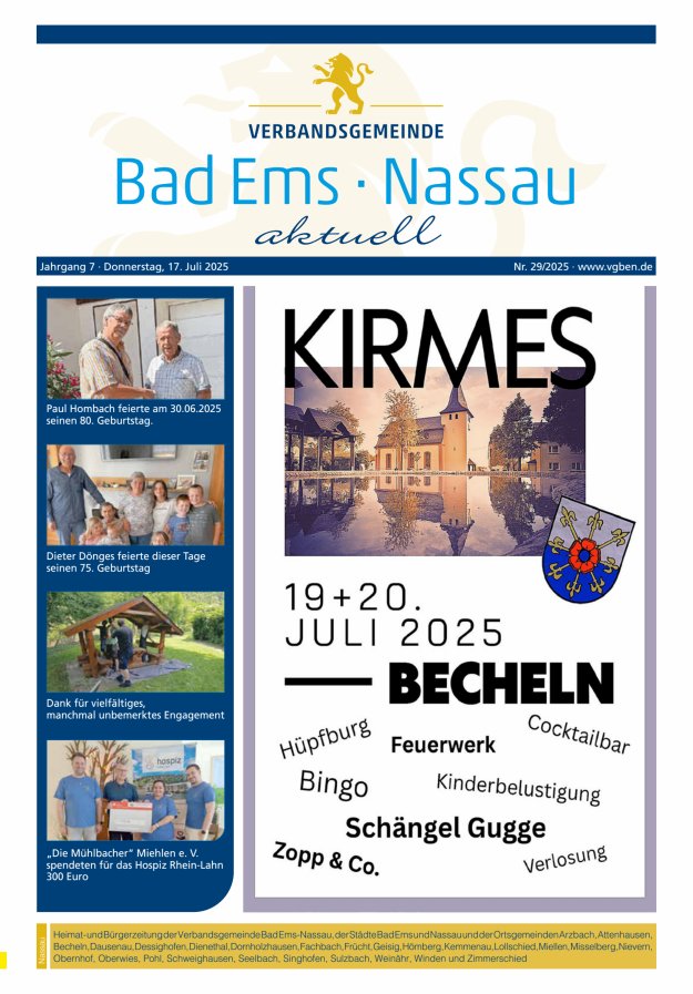 Bad Ems-Nassau aktuell Ausgabe Nassau Titelblatt 29/2025
