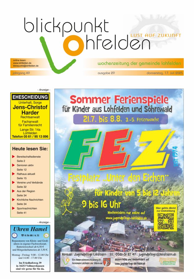 Blickpunkt Lohfelden Titelblatt 29/2025