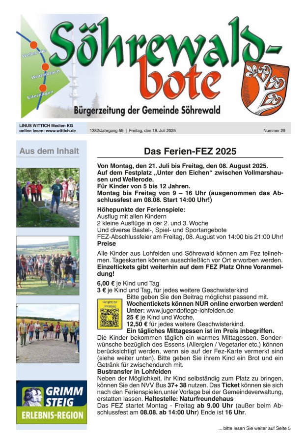 Söhrewaldbote Titelblatt 29/2025