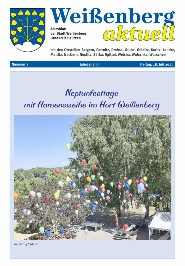 "Weißenberg aktuell" - Amtsblatt der Stadt Weißenberg Titelblatt 07/2025