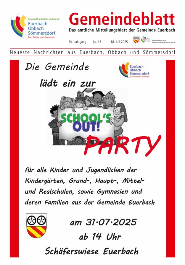 Gemeindeblatt der Gemeinde Euerbach Titelblatt 15/2025