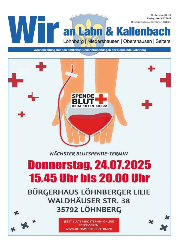 Amtliches Mitteilungsblatt der Gemeinde Löhnberg Titelblatt 29/2025