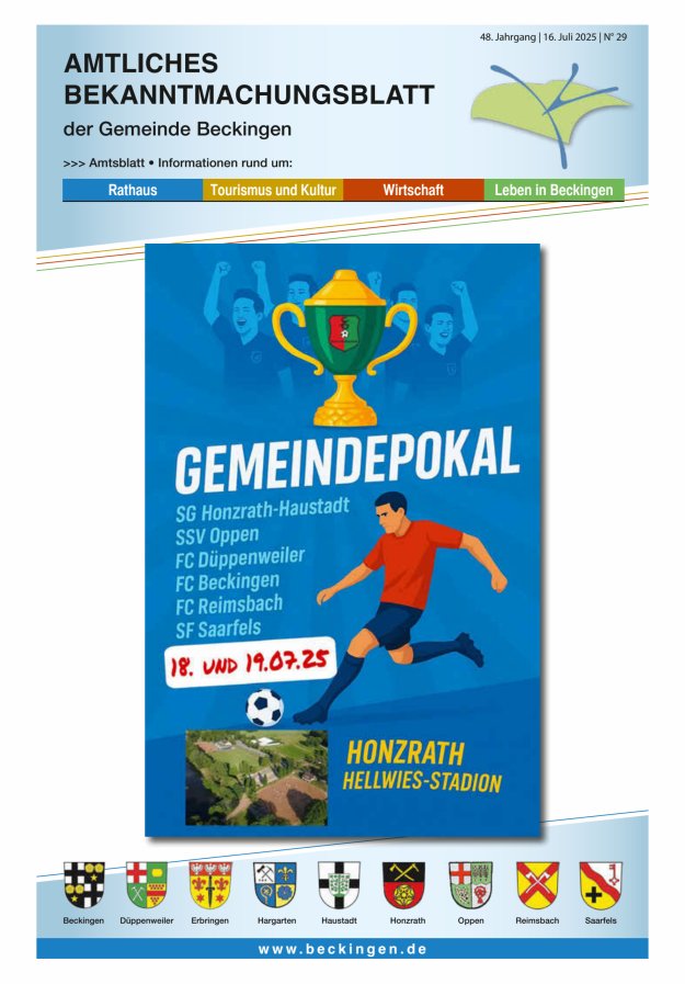 Amtsblatt Beckingen Titelblatt 29/2025