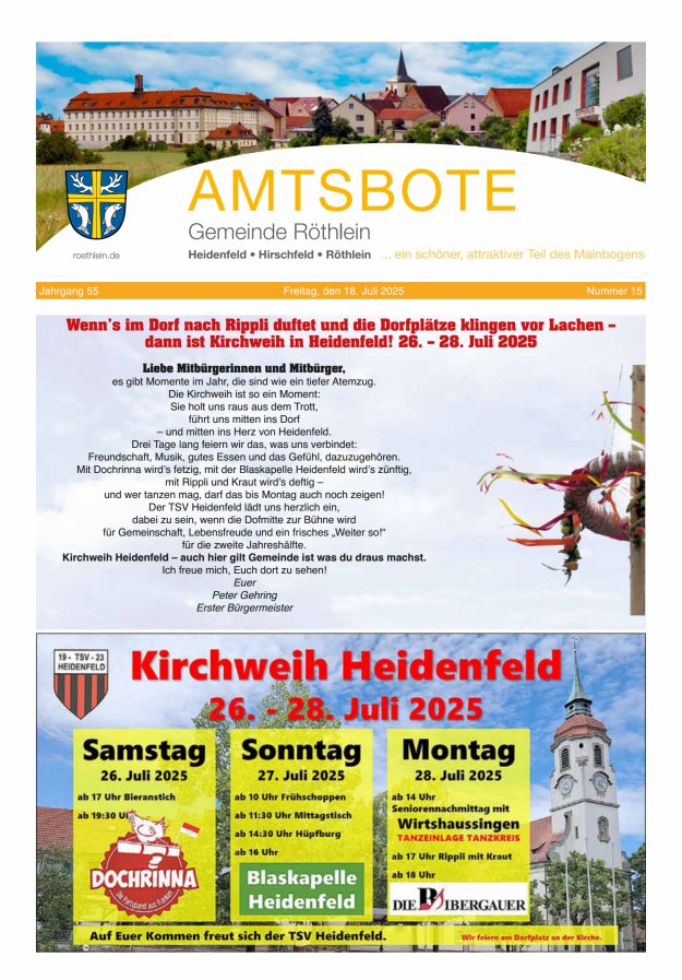 Amtsbote der Großgemeinde Röthlein Titelblatt 15/2025