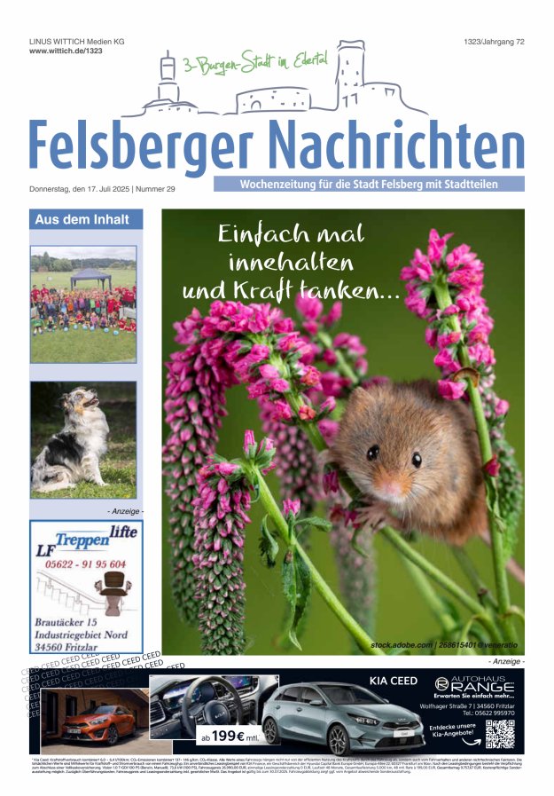 Felsberger Nachrichten Titelblatt 29/2025
