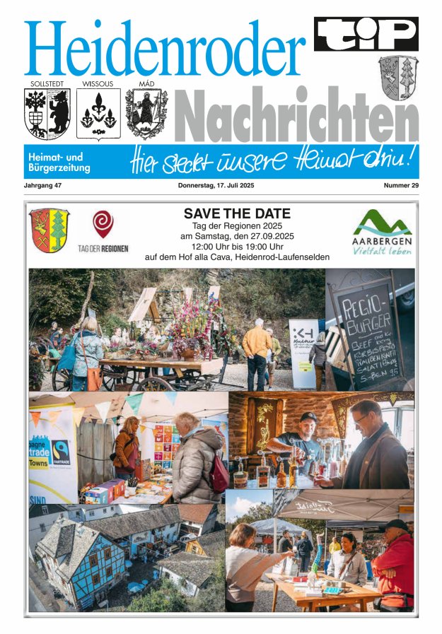 "tip" Heidenroder Nachrichten Titelblatt 29/2025