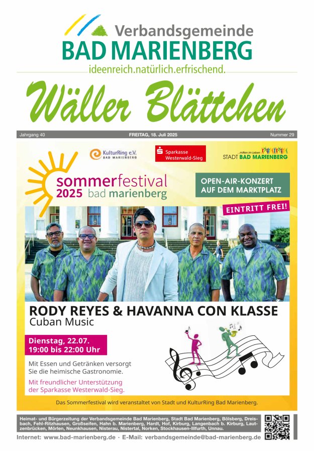 Wäller Blättchen - Verbandsgemeinde Bad Marienberg Titelblatt 29/2025