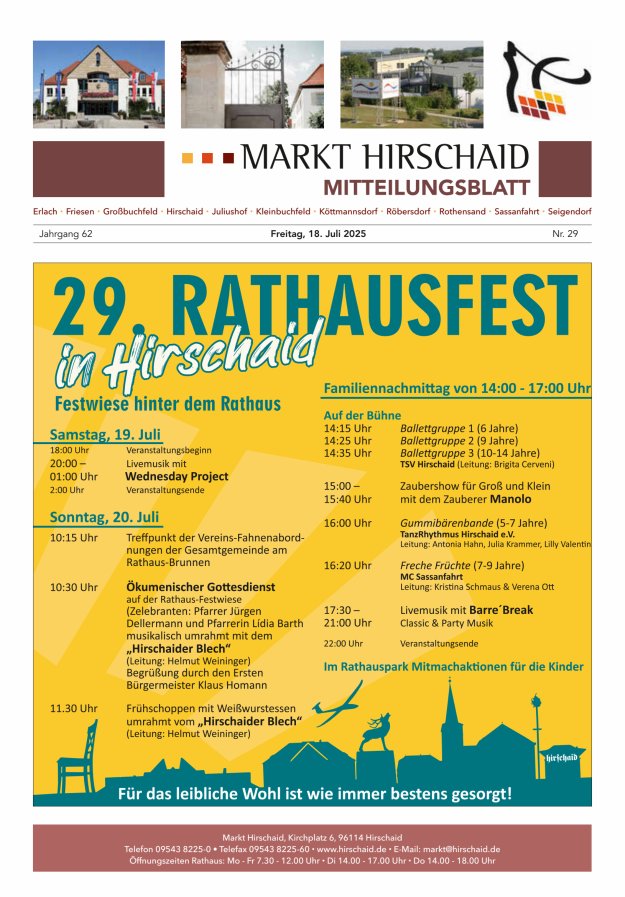 Mitteilungsblatt Markt Hirschaid Titelblatt 29/2025