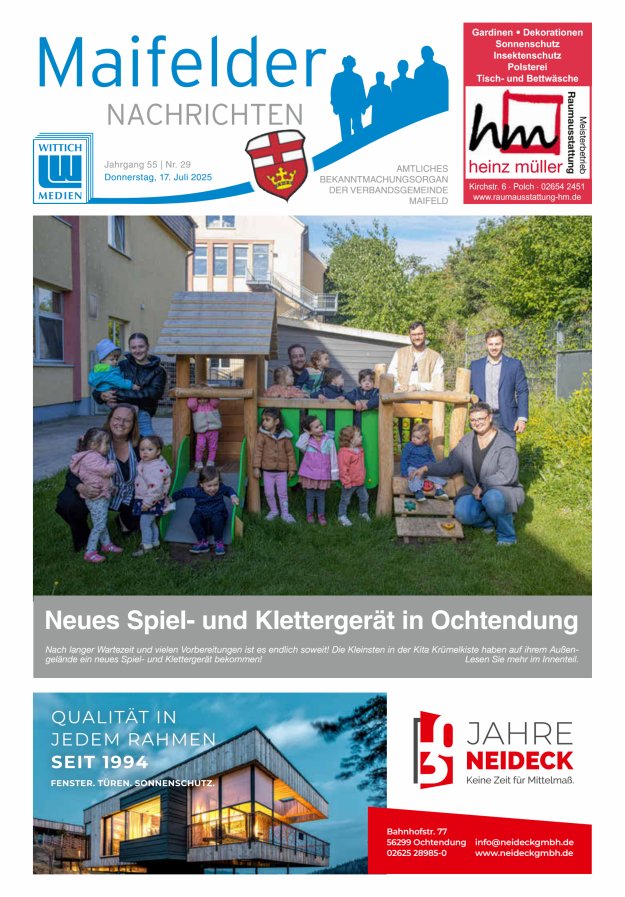 Maifelder Nachrichten - Wochenzeitung der Verbandsgemeinde Maifeld Titelblatt 29/2025