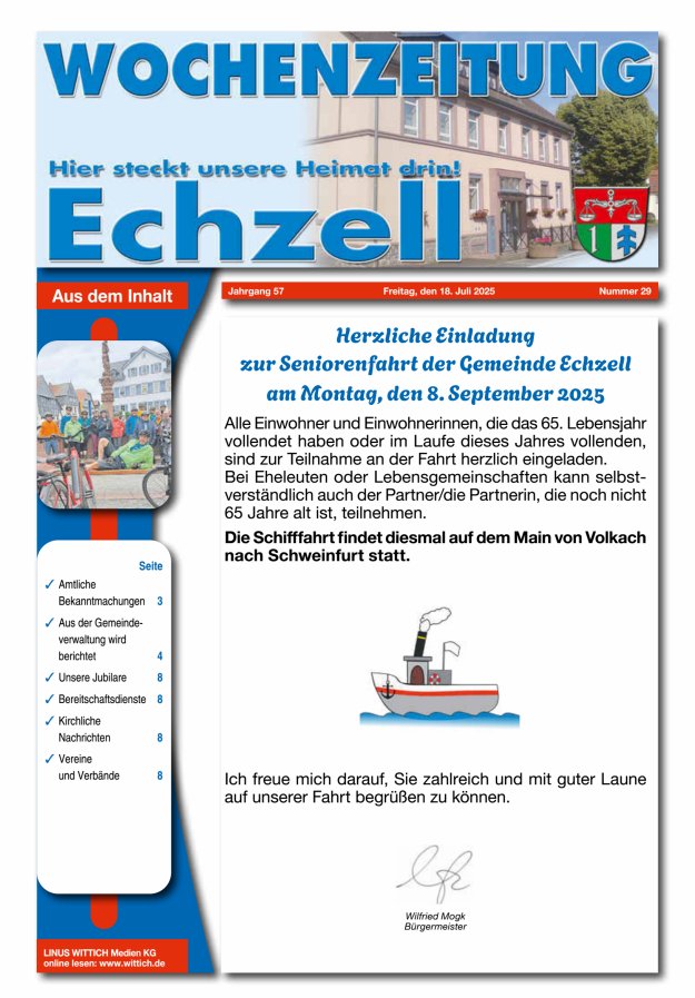 Wochenzeitung für die Gemeinde Echzell Titelblatt 29/2025