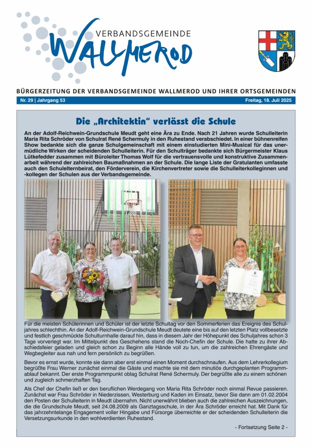 Wir über uns - Verbandsgemeinde Wallmerod Titelblatt 29/2025