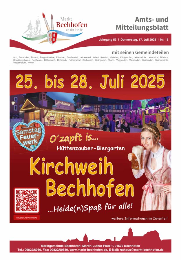 Amts- und Mitteilungsblatt für den Markt Bechhofen Titelblatt 15/2025