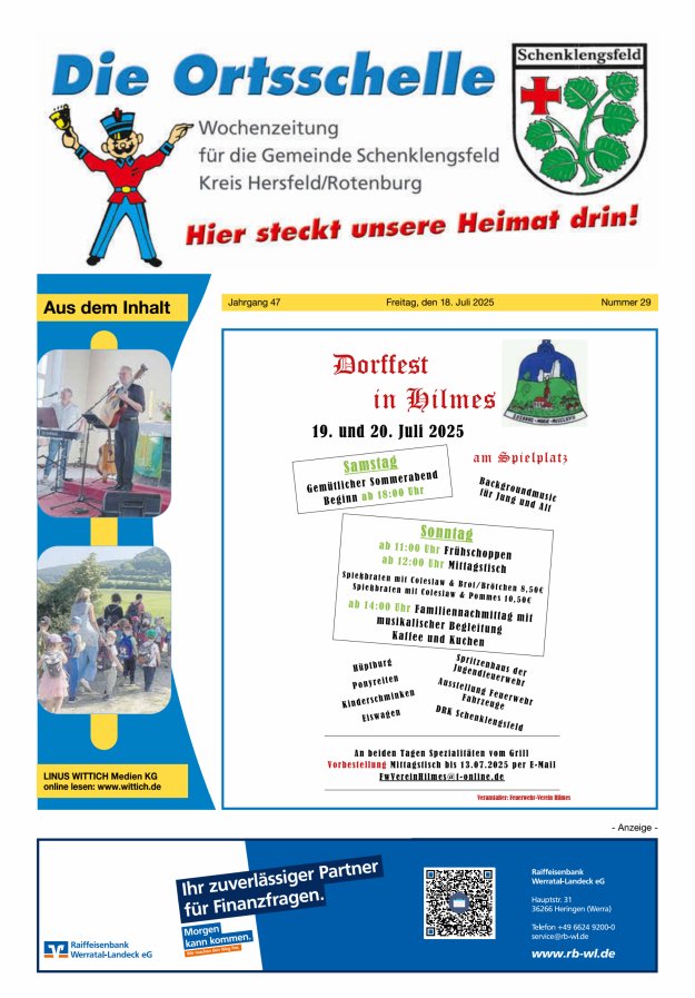Die Ortsschelle Titelblatt 29/2025