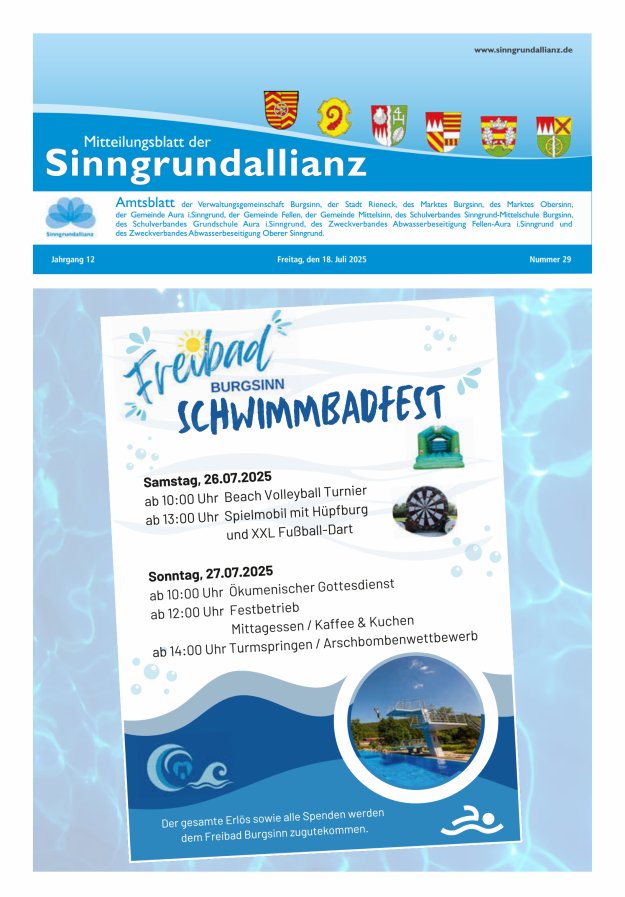 Mitteilungsblatt der Sinngrundallianz Titelblatt 29/2025