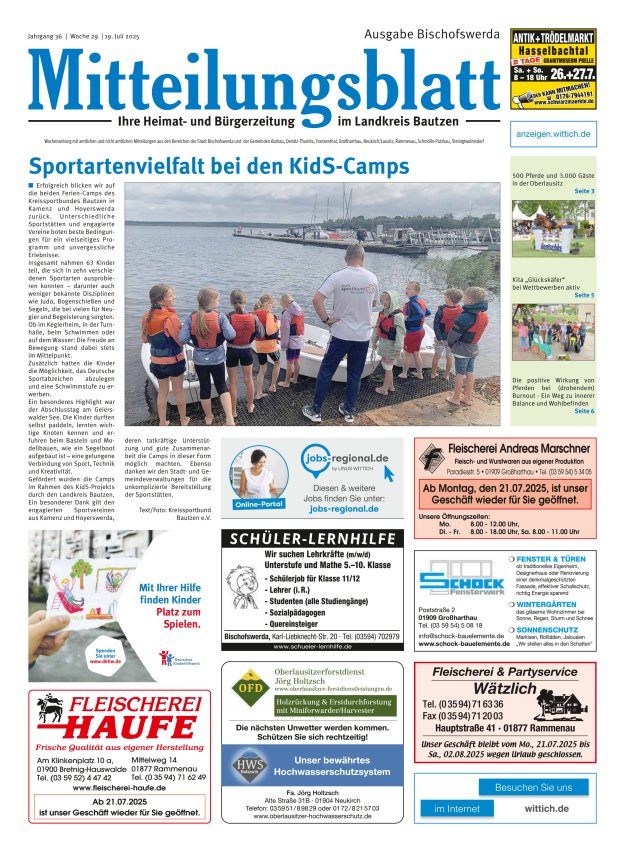 Mitteilungsblatt LK Bautzen Ausgabe Bischofswerda Titelblatt 28/2025