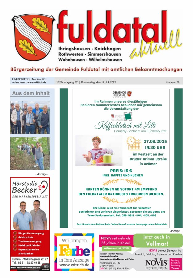 Fuldatal aktuell Titelblatt 29/2025