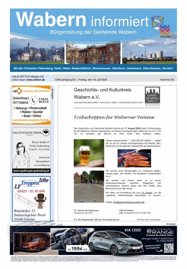 Wabern informiert Titelblatt 29/2025