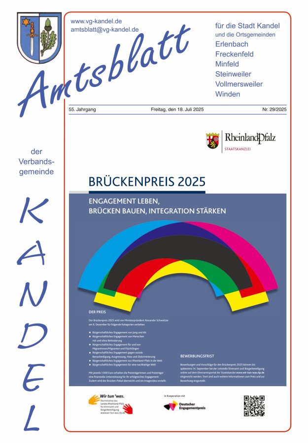 Amtsblatt VG Kandel Titelblatt 29/2025
