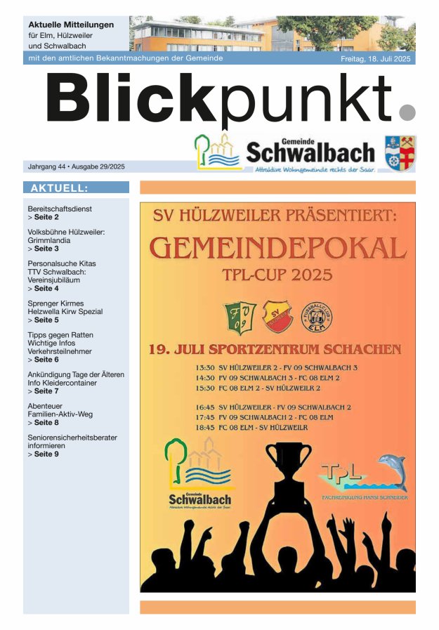 Blickpunkt Schwalbach Titelblatt 29/2025